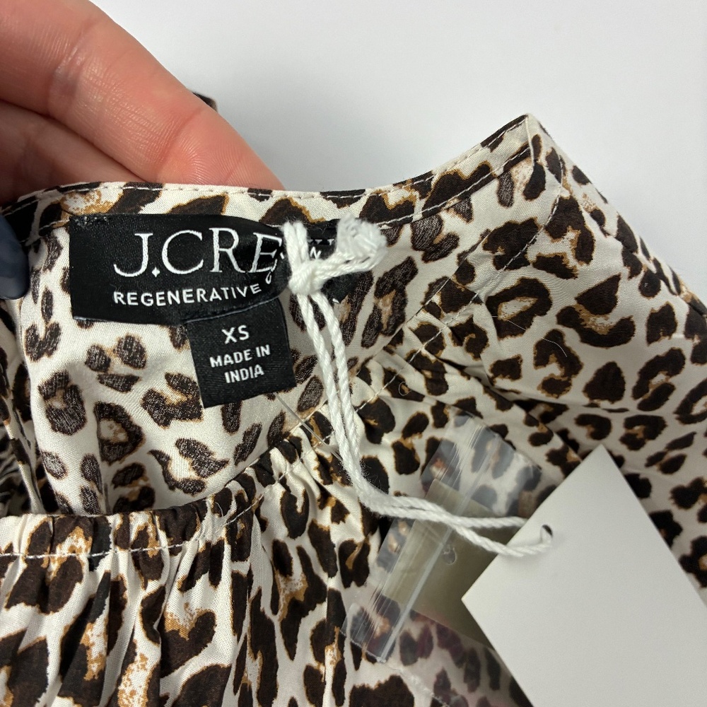 J.Crew Leopard Print Smocked Peplum Top XS NWT – Regenerative Cotton - Picture 9 of 11